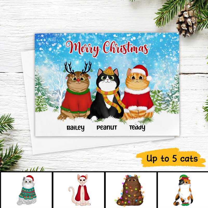 Merry Christmas Cats Personalized Postcard